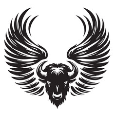 Black Buffalo Wings Silhouette Vector, High Quality Illustration on White Background