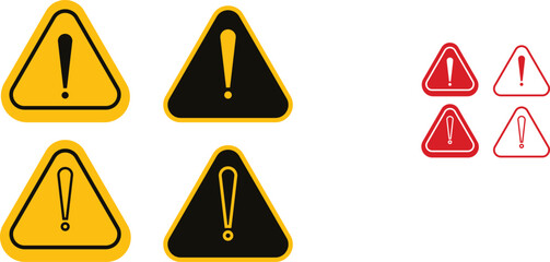 Warning danger triangle icon set set. Vector collection isolated on transparent background hazardous apps and website material symbol in trendy style. Globally harmonized system all classes caution
