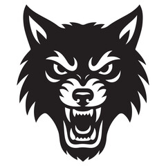 Obraz premium Bold Angry Wolf Head Silhouette Emblem