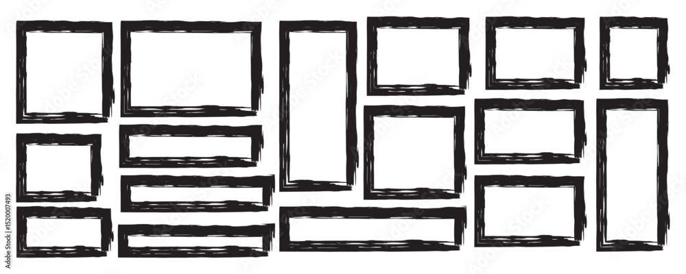 Poster set of rectangular grunge brush template. rectangle brush stroke, ink paint brush, grunge lines. bla