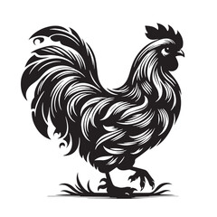 Black Butter Chicken Silhouette Vector, High Quality Illustration on White Background