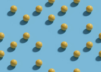 Seamless isometric background of yellow spheres. 3D illustration.