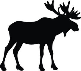 Moose Silhouette Vector Illustration of Wild Animal with Antlers for Nature and Wildlife Concepts