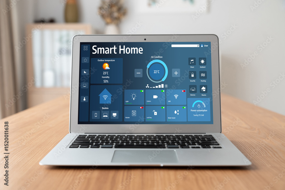 Poster smart home technology, centric remote control system with digital dashboard for air conditioning, sa