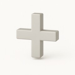 Obraz premium Three Dimensional White Plus Sign on White Background