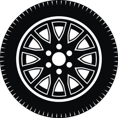 Fototapeta premium Car Wheel Rim Icon Vector Illustration of Automotive Alloy Wheel Design