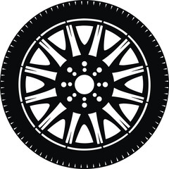 Fototapeta premium Car Wheel Rim Icon Vector Illustration of Automotive Alloy Wheel Design