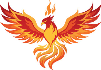 phoenix bird in flames isolated on white background eps