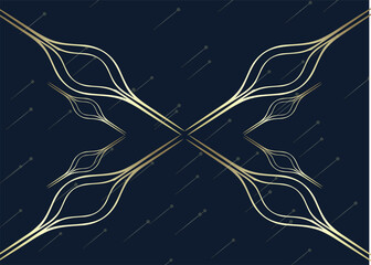 Abstract minimalistic background with gold lines on dark background