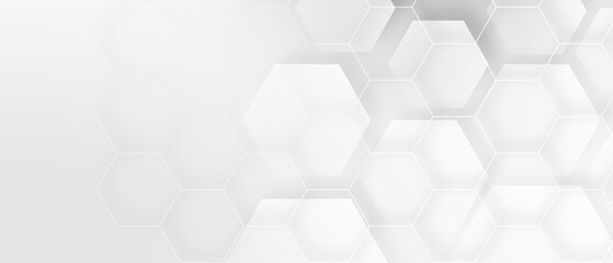 White hexagon concept design abstract technology background
