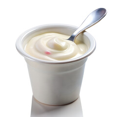 Yogurt Cup with Spoon Isolated on Transparent Background
