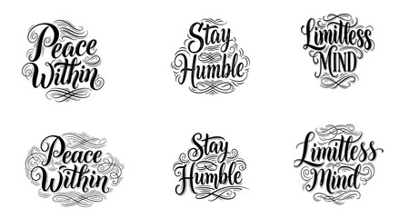 Fototapeta premium Peace Within, Stay Humble, Limitless Mind Typography Design | Inspirational Motivational Quotes for T-Shirts, Stickers, and Branding