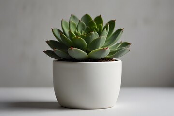 Lush Green Succulent Plant in Modern White Pot
