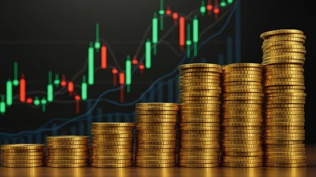 投資成果を象徴するゴールドとチャート
