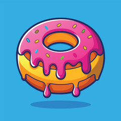 Melted Floating Donut – Flat Cartoon Vector Icon of Sweet Dessert Food Concept
