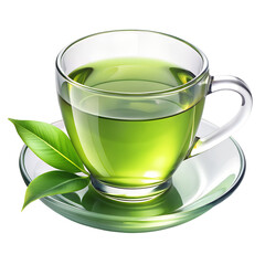 Cup of Green Tea Isolated on Transparent Background