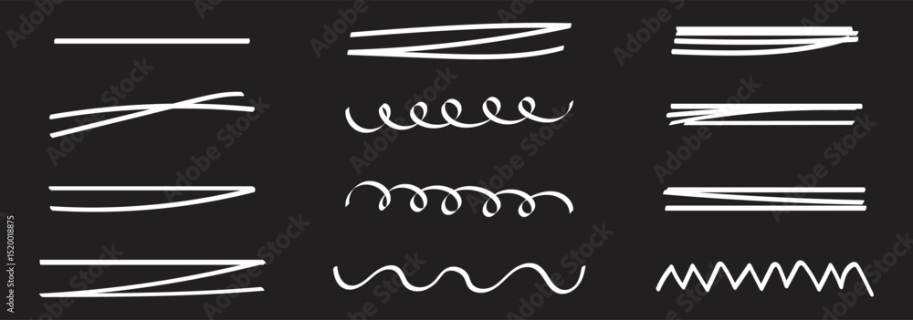 Poster swift crossed and wavy underlines. underline markers collection. vector illustration of scribble lin