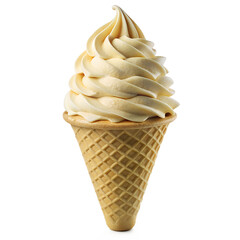 Ice Cream Cone Vanilla Scoop Isolated on Transparent Background