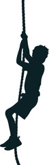 Fototapeta premium Rope Climbing Silhouette Vector Illustration of Athlete or Adventurer in Action