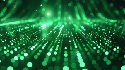 Abstract green glowing light trails with bokeh effect, futuristic technology background - Powered by Adobe