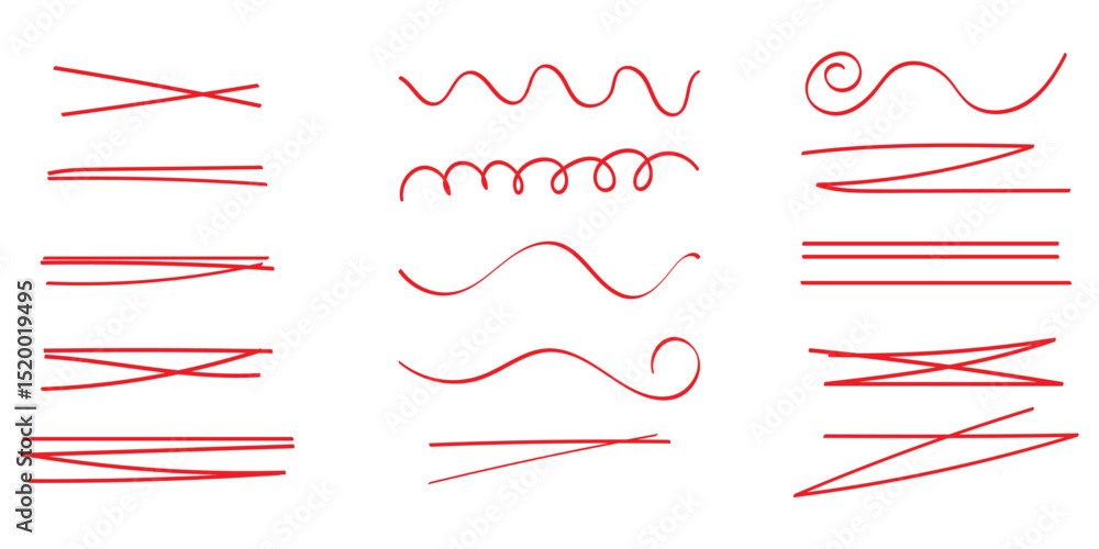 Poster swift crossed and wavy underlines. underline markers collection. vector illustration of scribble lin