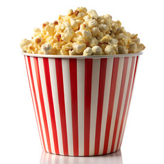 Popcorn in Striped Bucket Isolated on Transparent Background