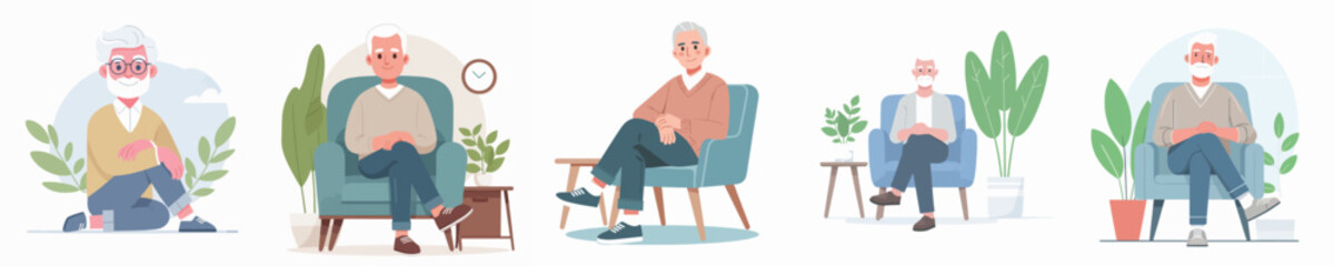 vector of a grandfather sitting relaxing