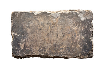 Rough textured stone slab isolated on transparent background