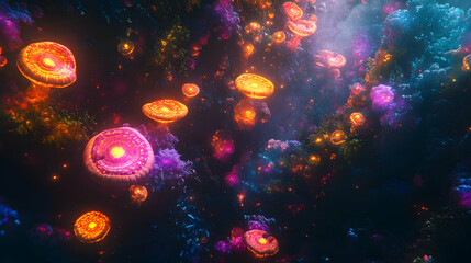Glowing Psychedelic Mushrooms in   E2855