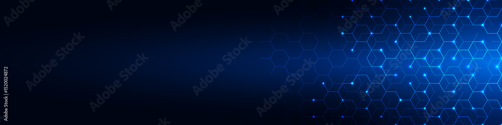 Poster Abstract technology background and design element with hexagons pattern and geometric shapes