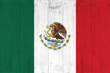 Wooden background with the country flag of Mexico. National Day of Mexico  September 16th.