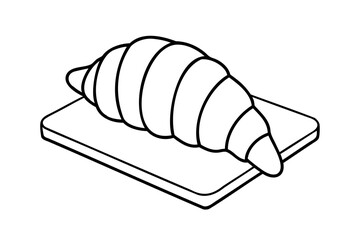 Lineart illustration of a croissant on a board