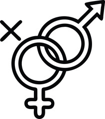 Glowing pink neon silhouette of a gender symbol on transparent background