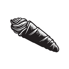 Black Cannoli Silhouette Vector, High Quality Illustration on White Background