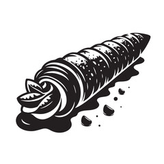 Black Cannoli Silhouette Vector, High Quality Illustration on White Background