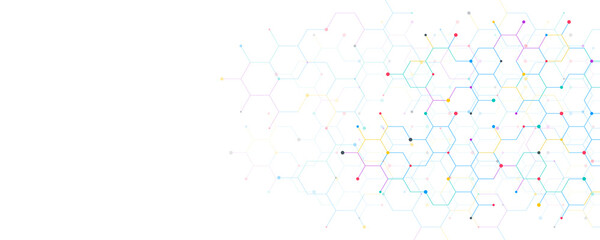 Genetic engineering and molecular structure, hexagon DNA network, science chemical and biotechnology concept, innovation technology, healthcare, and medicine design