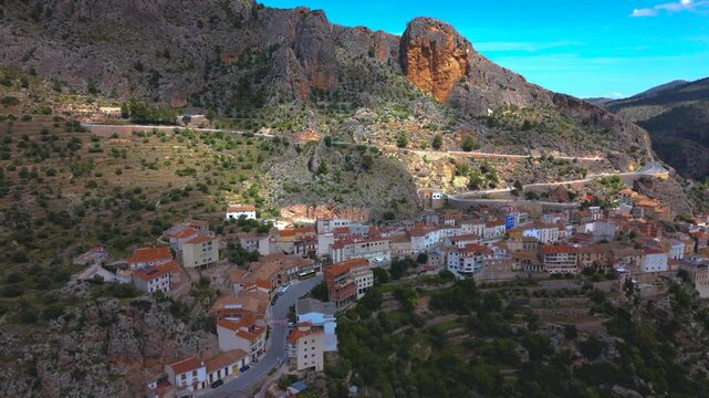 Aerial view of Ayna, Albacete, Castilla-La Mancha, Spain