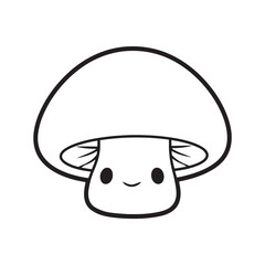 Mushroom Line Art Vector, Black and White Mushroom Illustrations.
