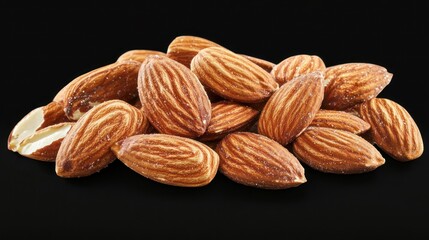 Close-up of almonds on black background