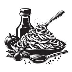 Black Carbonara Silhouette Vector, High Quality Illustration on White Background