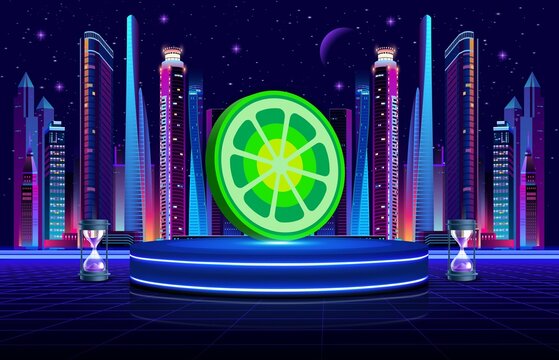 limewire-lmwr virtual currency images on digital background. 3d illustration