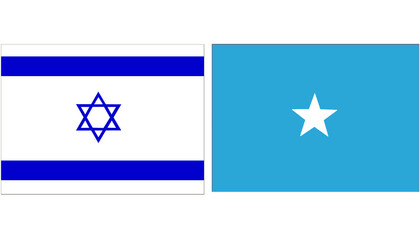 Israel Official flag with Somalia national flag, both countries flags are in Rectangular shape and isolated on white background
Horizontal colorful design Flag with together
Israelis