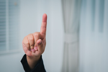 Business hand signal office environment gesture communication indoor close-up concept