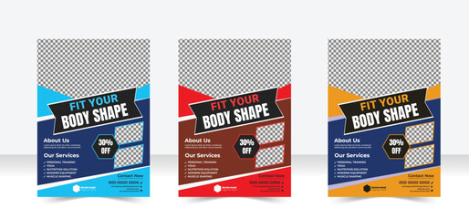 Creative  Gym Flyer Template for Fitness Promotion Professional Fitness Club Flyer Design for Gym Advertising Creative Gym Flyer for Workout & Personal Training Services Modern Fitness Flyer.