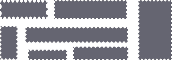 Blank postage stamps borders vector. set of vintage summer. Mockup postage stamps with shadow. Realistic trendy post stamps set. Postage stamp vector.set of vector stamps