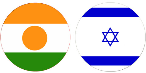 Niger Official flag with Israel national flag, both countries flags are in Round shape and isolated on white background
Circular colorful design Flag with together.
Israelis