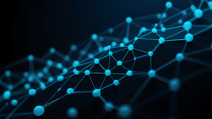 Abstract network of blue nodes and connecting lines