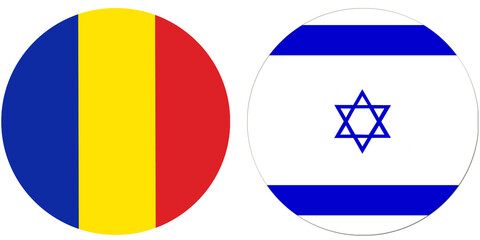 Chad Official flag with Israel national flag, both countries flags are in Round shape and isolated on white background
Circular colorful design Flag with together.
Israelis