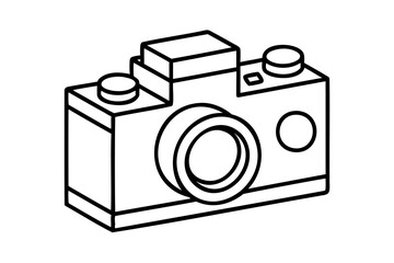 Simple line art illustration of a vintage camera
