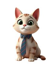 Obraz premium 3d cartoon illustration of a cat is wearing a tie to represent the concept of Father's Day